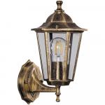 Светильник садово-парковый «Классика» (НБУ)  6201 1*100W, E27, 230V, IP44, цвет черное золото, 6-и гранник, на стену вверх, 225*195*3 Feron