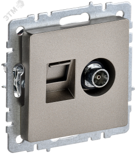 Розетка TV антенна + RJ45 кат.5E С/У Шампань Brite