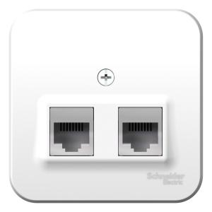 Розетка RJ45 кат.5E+RJ11 О/У изолирующая пластина Белый Blanca