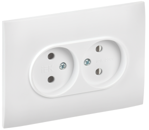 Розетка 2-м 10А С/У в сборе Арктический белый Skandy