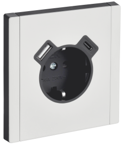 Розетка 1-м 16А С/У З/К со шторками+USB A+С 18Вт винтовое крепление Металл Белый Forte&Piano