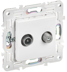 Розетка TV антенна + SAT С/У Арктический белый Skandy