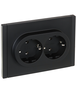 Розетка 2-м 16А С/У З/К Черный Forte&Piano