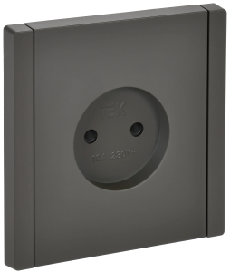 Розетка 1-м 16А С/У со шторками винтовое крепление Серый Forte&Piano