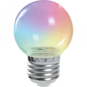 Лампа светодиодная 1W Е27 G45  RGB LB-37 прозрачный плавная сменая цвета Feron