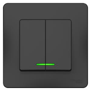 Выключатель 2-кл 10А С/У с индикатором Антрацит Blanca