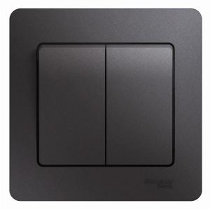 Выключатель 2-кл 10А С/У в сборе с рамкой Графит Glossa