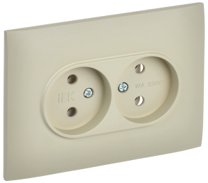 Розетка 2-м 10А С/У в сборе Бежевый Skandy