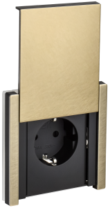 Розетка 1-м 16А С/У З/К со шторками с крышкой IP44 Металл Шампань Forte&Piano