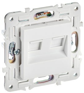 Розетка RJ45+RJ45 кат.5Е С/У Арктический белый Skandy