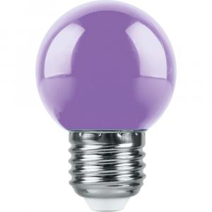 Лампа светодиодная 1W Е27 G45  шар фиолетовый LB-37 Feron