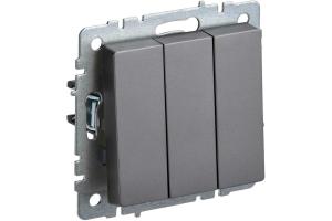 Выключатель 3-кл 10А С/У Сталь Brite