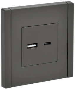 Розетка USB А+С 18Вт С/У Серый Forte&Piano