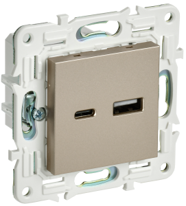 Розетка USB А+С 18Вт С/У Шампань Skandy