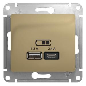 Розетка USB А+С 5В 2,4А С/У Титан Glossa