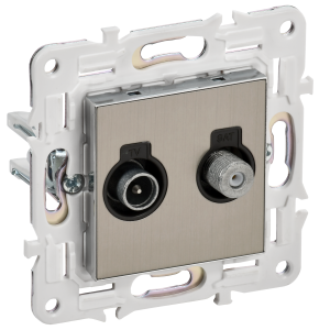 Розетка TV антенна + SAT С/У Металл Никель Skandy