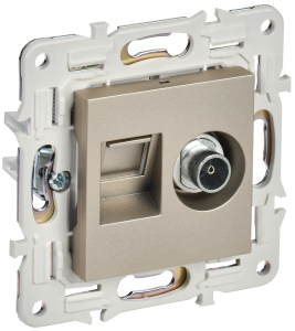 Розетка TV антенна + RJ45 кат.6 С/У Шамапнь Skandy