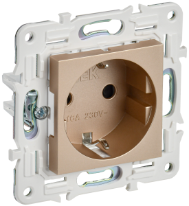 Розетка 1-м 16А С/У З/К со шторками Песочный Skandy