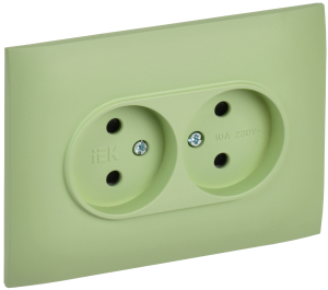 Розетка 2-м 10А С/У со шторками в сборе Мятный Skandy