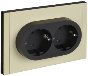 Розетка 2-м 16А С/У З/К Металл серый сланец Forte&Piano