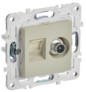 Розетка TV антенна + RJ45 кат.6 С/У Бежевый Skandy