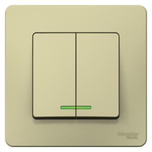 Выключатель 2-кл 10А С/У с индикатором Бежевый Blanca