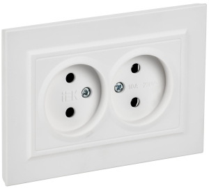 Розетка 2-м 10А С/У в сборе Арктический Белый Brite