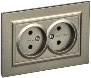 Розетка 2-м 10А С/У в сборе Шампань Brite