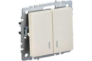 Выключатель 2-кл 10А С/У с индикатором Бежевый Brite