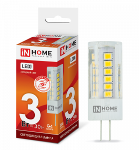 Лампа светодиодная LED-JC-VC 3Вт 12В G4 6500К 260Лм IN HOME