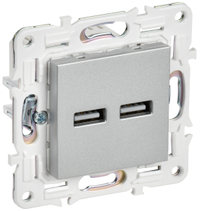 Розетка USB А+А 3,1А С/У Серебряный Skandy