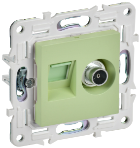 Розетка TV антенна + RJ45 кат.5E С/У Мятный Skandy