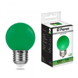 Лампа светодиодная 1W G45 230V E27 зеленый LB-37 для белт-лайта Feron