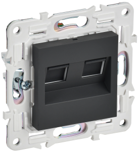 Розетка RJ45+RJ45 кат.5Е С/У Графит Skandy