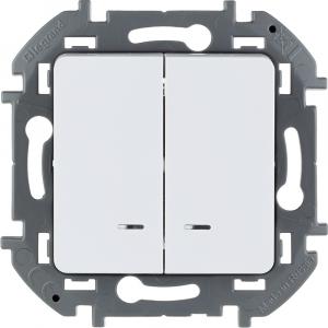 Выключатель двухклавишный с подсветкой/индикацией 10 AX - 250 В Белый Legrand INSPIRIA