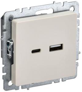 Розетка USB А+С 18Вт С/У Бежевый Brite