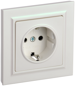 Розетка 1-м 16А С/У З/К со шторками в сборе Жемчуг Brite