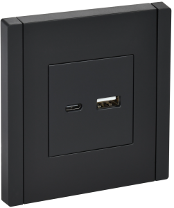 Розетка USB А+С 18Вт С/У Черный Forte&Piano