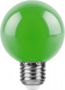 Лампа светодиодная 3W G60 230V E27 зеленый, LB-371 для белт-лайта Feron
