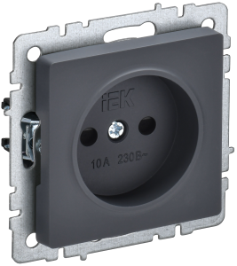 Розетка 1-м 10А С/У со шторками Графит Brite