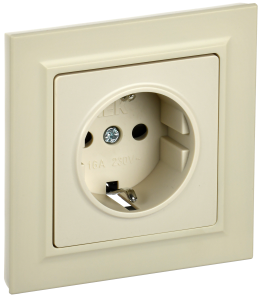 Розетка 1-м 16А С/У З/К со шторками в сборе Бежевый Brite