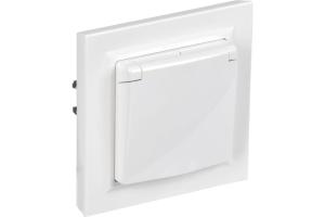 Розетка 1-м 16А С/У З/К со шторками с крышкой IP44 в сборе Белый Brite