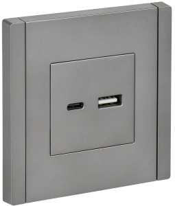 Розетка USB А+С 3,1А С/У Сталь Forte&Piano