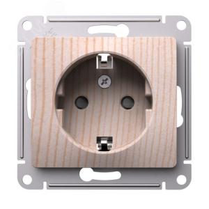 Розетка 1-м 16А С/У З/К со шторками Сосна Glossa