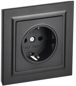 Розетка 1-м 16А С/У З/К со шторками в сборе Черный Brite