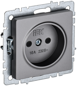 Розетка 1-м 10А С/У со шторками Сталь Brite