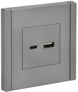 Розетка USB А+С 18Вт С/У Сталь Forte&Piano
