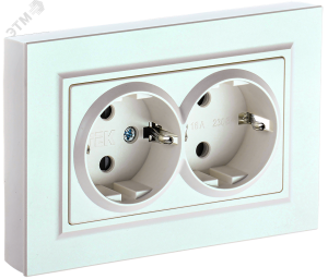 Розетка 2-м 16А С/У З/К в сборе Жемчуг Brite