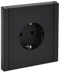 Розетка 1-м 16А С/У З/К Черный Forte&Piano