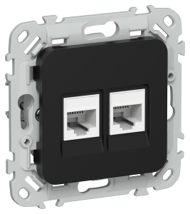 Розетка RJ45+RJ45 кат.5Е UTP С/У Черный FLITE